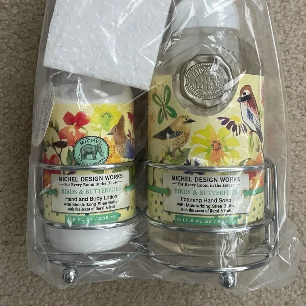 Michel Design Works Birds & Butterflies Soap and Lotion Handcare Caddy